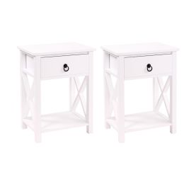 X-shaped bedside table with single drawer coffee table for bedroom living room - Set of 2
