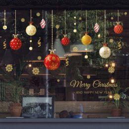 window-golden-christmas-ornaments-with-colored-balls-stickers