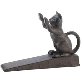Accent Plus Cast Iron Paws Up Kitty Cat Door Stopper
