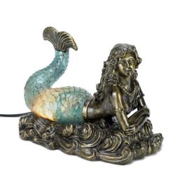 Accent Plus Unique Bronze-Look Mermaid Table Lamp