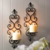 Accent Plus Scrolled Metal Wall Sconce Pair