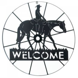 Accent Plus Cowboy Wagon Wheel Welcome Sign