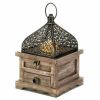 Accent Plus Flip-Top Wood Lantern with Drawer - 8 inches