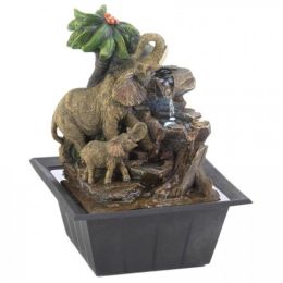 Accent Plus Elephants and Palm Tree Scene Tabletop Water Fountain