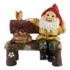 Summerfield Terrace Garden Gnome and Squirrel on Welcome Bench