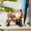 Summerfield Terrace Garden Gnome and Squirrel on Welcome Bench
