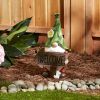 Accent Plus Leaf-Hat Gnome with Welcome Arrow Sign Solar Garden Light