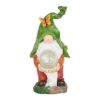 Accent Plus Leaf-Hat Gnome Holding Orb Solar Garden Light