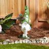 Accent Plus Leaf-Hat Gnome Holding Welcome Sign Solar Garden Light