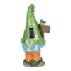Accent Plus Leaf-Hat Gnome Holding Welcome Sign Solar Garden Light