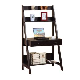 Contemporary Style Ladder Home Office Desk With 3 Open Shelves and 1 Drawer; Brown; DunaWest