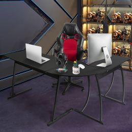 L Shaped Corner Computer Gaming Desk 58" L x 44" W Modern Workstation Table for Small Space Home Office;  Black