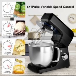 Home Multi-Functional 3-in-1 6-Speed Tilt-Head Food Stand Mixer