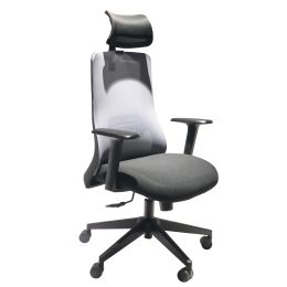 Adjustable Headrest Ergonomic Swivel Office Chair with Padded Seat and Casters; Black and Gray; DunaWest
