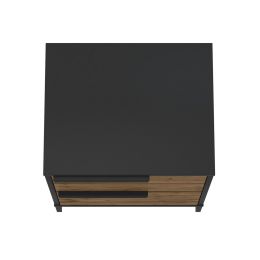 Wood and Metal Office Accent Storage Cabinet with 2 Drawers; Black and Brown; DunaWest