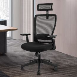 High back office mesh chair with lumbar support; color black; 300lbs