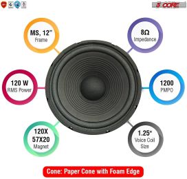 Car Speaker Subwoofer 12" Woofer for Car Audio Premium Quality Sub Woofer Heavy Bass Stereo Power 5 Core