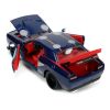 2015 Dodge Challenger SRT Hellcat Dark Blue with Graphics and Red Interior and Thor Diecast Figure "The Mighty Thor" "Marvel" Series 1/24 Diecast Mode