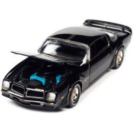 1976 Pontiac Firebird Trans Am 50th Anniversary Edition Black with Gold Bird Hood Graphic "Vintage Muscle" Limited Edition 1/64 Diecast Model Car by A