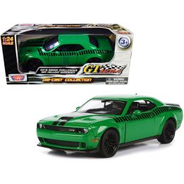 2018 Dodge Challenger SRT Hellcat Widebody Green with Black Stripes "GT Racing" Series 1/24 Diecast Model Car by Motormax
