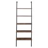 Industrial Wall Mounted Bookcase 5-Tier Open Ladder Shelf Bookshelf with Metal Frame, 23.6" L x 11.8" W x 70.9" H