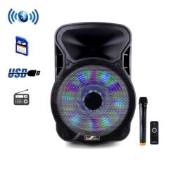 beFree Sound 15 Inch Bluetooth Rechargeable Party Speaker With Illuminating Lights